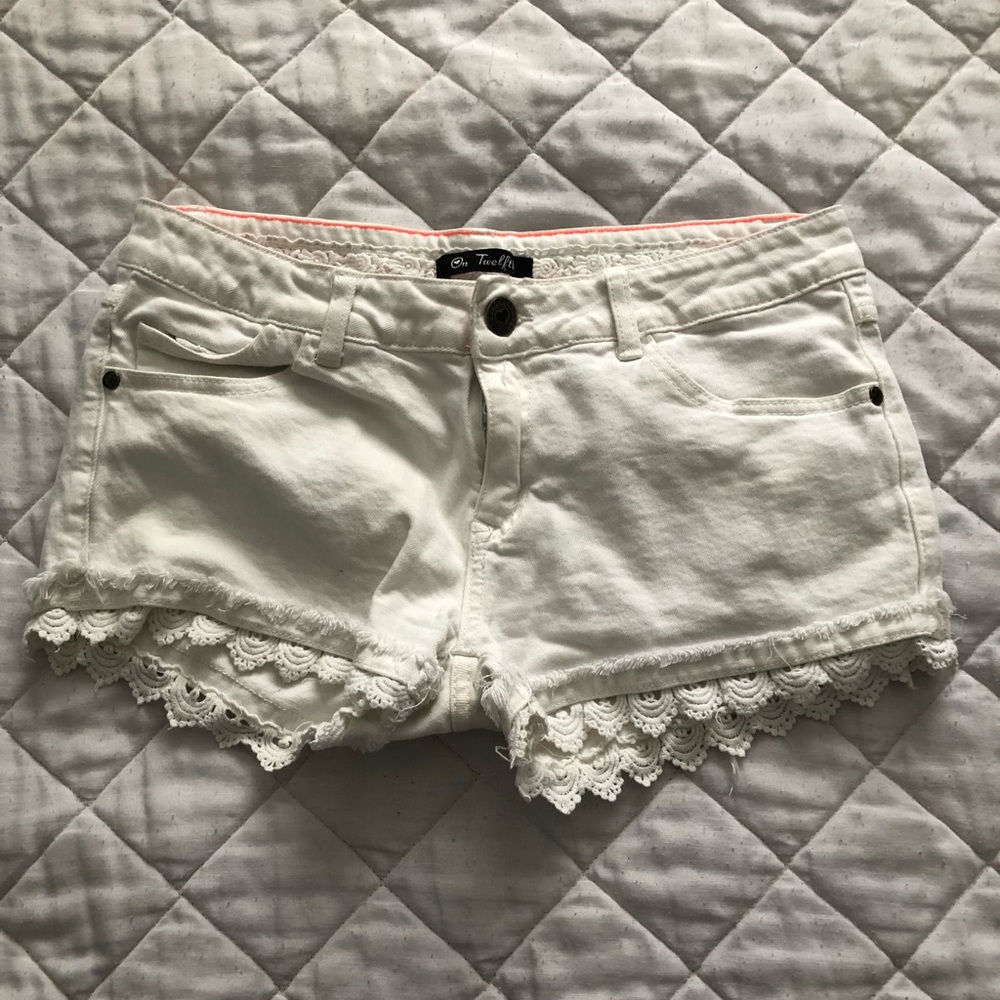 White denim shorts